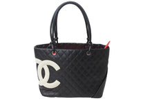 Load image into Gallery viewer, CHANEL シャネル ハンドバッグ ラージトート カンボンライン ココマーク 9番台 ブラック ホワイト 美品 中古 56142