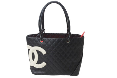 CHANEL シャネル ハンドバッグ ラージトート カンボンライン ココマーク 9番台 ブラック ホワイト 美品 中古 56142