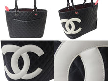 Load image into Gallery viewer, CHANEL シャネル ハンドバッグ ラージトート カンボンライン ココマーク 9番台 ブラック ホワイト 美品 中古 56142
