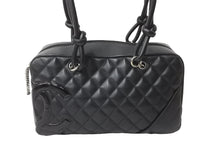 Load image into Gallery viewer, CHANEL シャネル カンボンライン ボーリング ハンドバッグ ココマーク 14番台 ブラック ラムスキン シルバー金具 美品 中古 56144