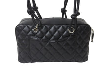 Load image into Gallery viewer, CHANEL シャネル カンボンライン ボーリング ハンドバッグ ココマーク 14番台 ブラック ラムスキン シルバー金具 美品 中古 56144