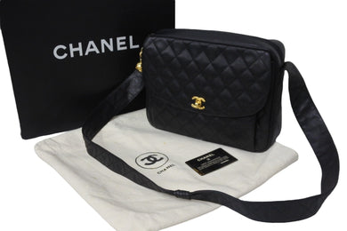 CHANEL シャネル ショルダーバッグ マトラッセ 2番台 ココマーク ココボール ブラック キャビアスキン ゴールド 美品 中古 56146