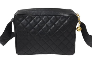 CHANEL シャネル ショルダーバッグ マトラッセ 2番台 ココマーク ココボール ブラック キャビアスキン ゴールド 美品 中古 56146