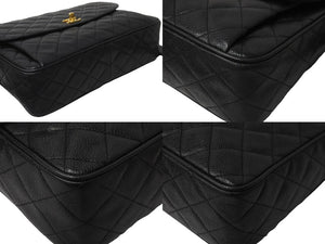 CHANEL シャネル ショルダーバッグ マトラッセ 2番台 ココマーク ココボール ブラック キャビアスキン ゴールド 美品 中古 56146