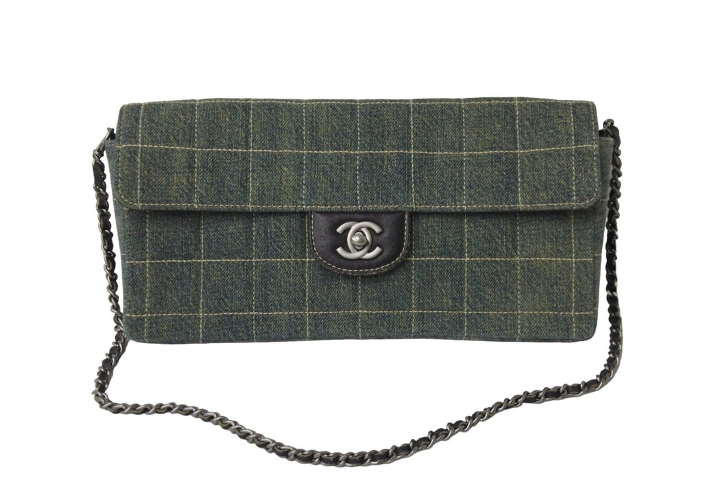 CHANEL シャネル チェーンショルダーバッグ マトラッセ チョコバー デニム インディゴ ヴィンテージ 6番台 2000年 美品 中古 56150