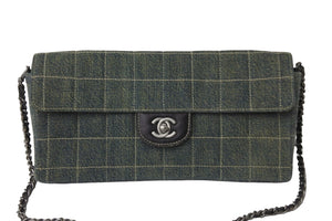 CHANEL シャネル チェーンショルダーバッグ マトラッセ チョコバー デニム インディゴ ヴィンテージ 6番台 2000年 美品 中古 56150