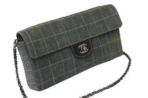 CHANEL シャネル チェーンショルダーバッグ マトラッセ チョコバー デニム インディゴ ヴィンテージ 6番台 2000年 美品 中古 56150