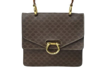 Load image into Gallery viewer, CELINE セリーヌ ハンドバッグ マカダム柄 ブラウン ゴールド金具 レザー F/10 良品 中古 56151