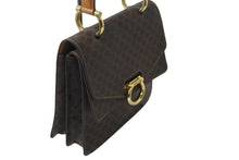 Load image into Gallery viewer, CELINE セリーヌ ハンドバッグ マカダム柄 ブラウン ゴールド金具 レザー F/10 良品 中古 56151