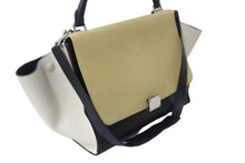Load image into Gallery viewer, CELINE セリーヌ ハンドバッグ 2WAY ショルダーバッグ 169543 トラペーズ ベージュ レザー シルバー金具 良品 中古 56158