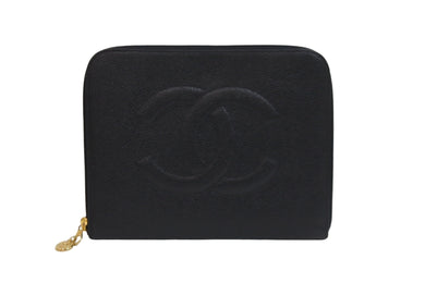 CHANEL シャネル ポーチ A06201 3番台 ココマーク キャビアスキン シリアルシール付き ブラック ゴールド金具 美品 中古 56159