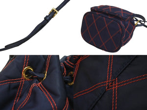 PRADA プラダショルダーバッグ 巾着チェック ナイロン 三角ロゴ CO190 ゴールド金具 美品 中古 56160 