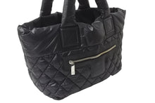 Load image into Gallery viewer, CHANEL シャネル トートバッグ コココクーン ココマーク 16番台 ブラック ナイロン レザー シルバー金具 美品 中古 56163