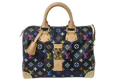 極美品 LOUIS VUITTON ルイヴィトン ハンドバッグ スピーディ 30 M92642 PVC マルチカラー ブラック モノグラム ゴールド金具 中古 56168