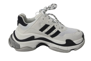BALENCIAGA バレンシアガ スニーカー トリプルS トレーナー adidasコラボ サイズ37 ホワイト ブラック 712821W2ZB1 美品 中古 56174