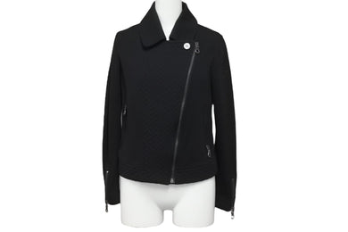 CHANEL シャネル ブルゾン シングル ライダース ジャケット ココマーク ブラック ウール サイズ34 P38075V21513 美品 中古 56182