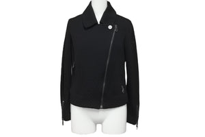 CHANEL シャネル ブルゾン シングル ライダース ジャケット ココマーク ブラック ウール サイズ34 P38075V21513 美品 中古 56182