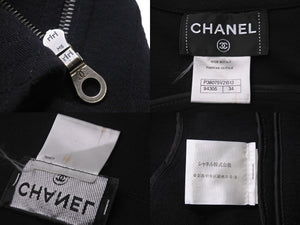 CHANEL シャネル ブルゾン シングル ライダース ジャケット ココマーク ブラック ウール サイズ34 P38075V21513 美品 中古 56182