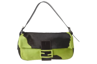 FENDI フェンディ ショルダーバッグ マンマバケット 2283-26424-008 ハラコ レザー グリーン シルバー金具 美品 中古 56187