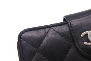 CHANEL シャネル 二つ折り財布 マトラッセ ラムスキン 17番台 ブラック シルバー金具 良品 中古 56188