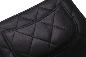 CHANEL シャネル 二つ折り財布 マトラッセ ラムスキン 17番台 ブラック シルバー金具 良品 中古 56188