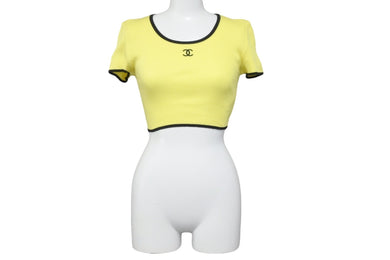 CHANEL シャネル 半袖Ｔシャツ ココマーク トップス ヴィンテージ 95P イエロー チビTシャツ 40 P05191V00233 美品 中古 56195