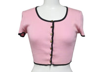 Load image into Gallery viewer, CHANEL シャネル 半袖Ｔシャツ チビT ココマークボタン PO5191V00233 95P ピンク ブラック サイズ38 中古 56196