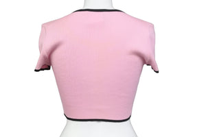 CHANEL シャネル 半袖Ｔシャツ チビT ココマークボタン PO5191V00233 95P ピンク ブラック サイズ38 中古 56196