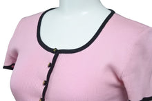 Load image into Gallery viewer, CHANEL シャネル 半袖Ｔシャツ チビT ココマークボタン PO5191V00233 95P ピンク ブラック サイズ38 中古 56196