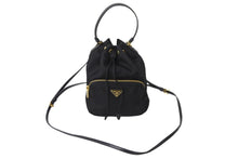 画像をギャラリービューアに読み込む, PRADA プラダショルダーバッグ デュエット Re-Nylon ブラック 1BH038_RV44_F0002_V_UOO ゴールド金具 美品 中古 56209 