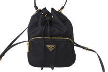 画像をギャラリービューアに読み込む, PRADA プラダショルダーバッグ デュエット Re-Nylon ブラック 1BH038_RV44_F0002_V_UOO ゴールド金具 美品 中古 56209 