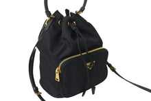 画像をギャラリービューアに読み込む, PRADA プラダショルダーバッグ デュエット Re-Nylon ブラック 1BH038_RV44_F0002_V_UOO ゴールド金具 美品 中古 56209 