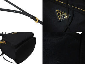 PRADA プラダショルダーバッグ デュエット Re-Nylon ブラック 1BH038_RV44_F0002_V_UOO ゴールド金具 美品 中古 56209 