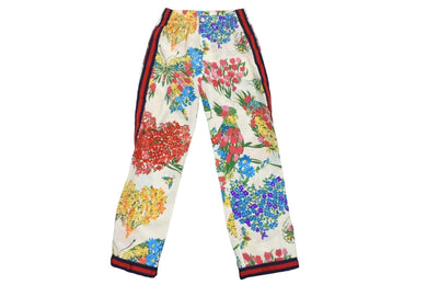 GUCCI グッチ パンツ シルクパンツ サイドライン フラワープリント マルチカラー 454012 サイズ36 美品 中古 56219 