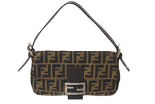 Load image into Gallery viewer, FENDI フェンディ ワンショルダーバッグ ズッカ柄 マンマバケット キャンバス レザー ブラウン シルバー金具 美品 中古 56229