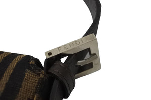 FENDI フェンディ ワンショルダーバッグ ズッカ柄 マンマバケット キャンバス レザー ブラウン シルバー金具 美品 中古 56229