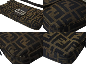 FENDI フェンディ ワンショルダーバッグ ズッカ柄 マンマバケット キャンバス レザー ブラウン シルバー金具 美品 中古 56229