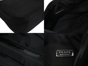 PRADA プラダ ハンドバッグ ワンショルダー MV515 ホーボー ミニバッグ 三角ロゴ ブラック シルバー金具 美品 中古 56231 