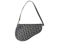 Load image into Gallery viewer, Christian Dior クリスチャンディオール ワンショルダーバッグ サドルポーチ トロッター MC1011 ネイビー ゴールド 良品 中古 56232