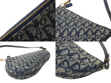 Load image into Gallery viewer, Christian Dior クリスチャンディオール ワンショルダーバッグ サドルポーチ トロッター MC1011 ネイビー ゴールド 良品 中古 56232