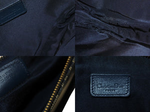 Christian Dior クリスチャンディオール ワンショルダーバッグ サドルポーチ トロッター MC1011 ネイビー ゴールド 良品 中古 56232