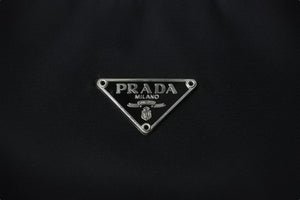 PRADA プラダ ハンドバッグ ワンショルダー MV515 ホーボー ミニバッグ 三角ロゴ ブラック シルバー金具 美品 中古 56234 