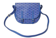 Load image into Gallery viewer, GOYARD ゴヤール ショルダーバッグ ベルヴェデーレPM PVCコーティングキャンバス ブルー シルバー金具 美品 中古 56240