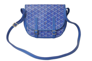 GOYARD ゴヤール ショルダーバッグ ベルヴェデーレPM PVCコーティングキャンバス ブルー シルバー金具 美品 中古 56240