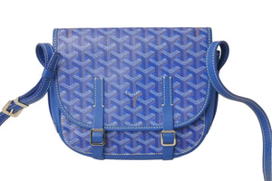 GOYARD ゴヤール ショルダーバッグ ベルヴェデーレPM PVCコーティングキャンバス ブルー シルバー金具 美品 中古 56240