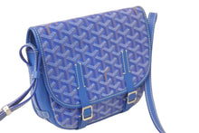Load image into Gallery viewer, GOYARD ゴヤール ショルダーバッグ ベルヴェデーレPM PVCコーティングキャンバス ブルー シルバー金具 美品 中古 56240