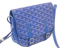 GOYARD ゴヤール ショルダーバッグ ベルヴェデーレPM PVCコーティングキャンバス ブルー シルバー金具 美品 中古 56240