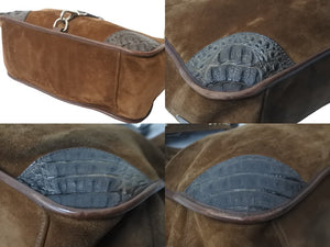 PRADA プラダショルダーバッグ ワニエイカウタイガーアイスタッズスエード VA0539 ブラウン シルバー金具 59693 