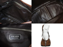 画像をギャラリービューアに読み込む, PRADA プラダショルダーバッグ ワニエイカウタイガーアイスタッズスエード VA0539 ブラウン シルバー金具 59693 
