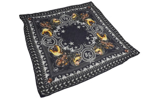 ジバンシー ジバンシー ストール バンダナ ハンカチ ロット ワイラーモチーフ モーダル カシミヤ ネイビー 135×135 美品 中古 56265 